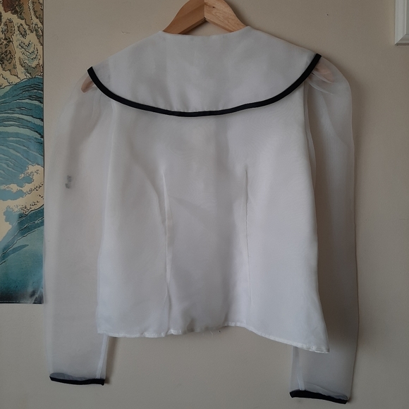 Sailor Collar Puff Sleeve Shirt - Picture 2 of 2